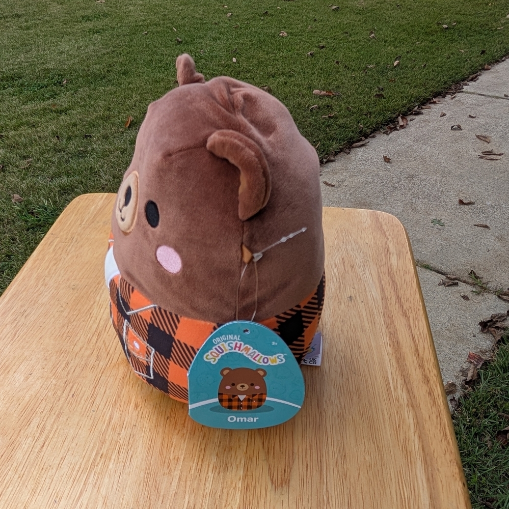 NWT. Squishmallows Brown Bear with Orange Plaid Shirt - Picture 2 of 3